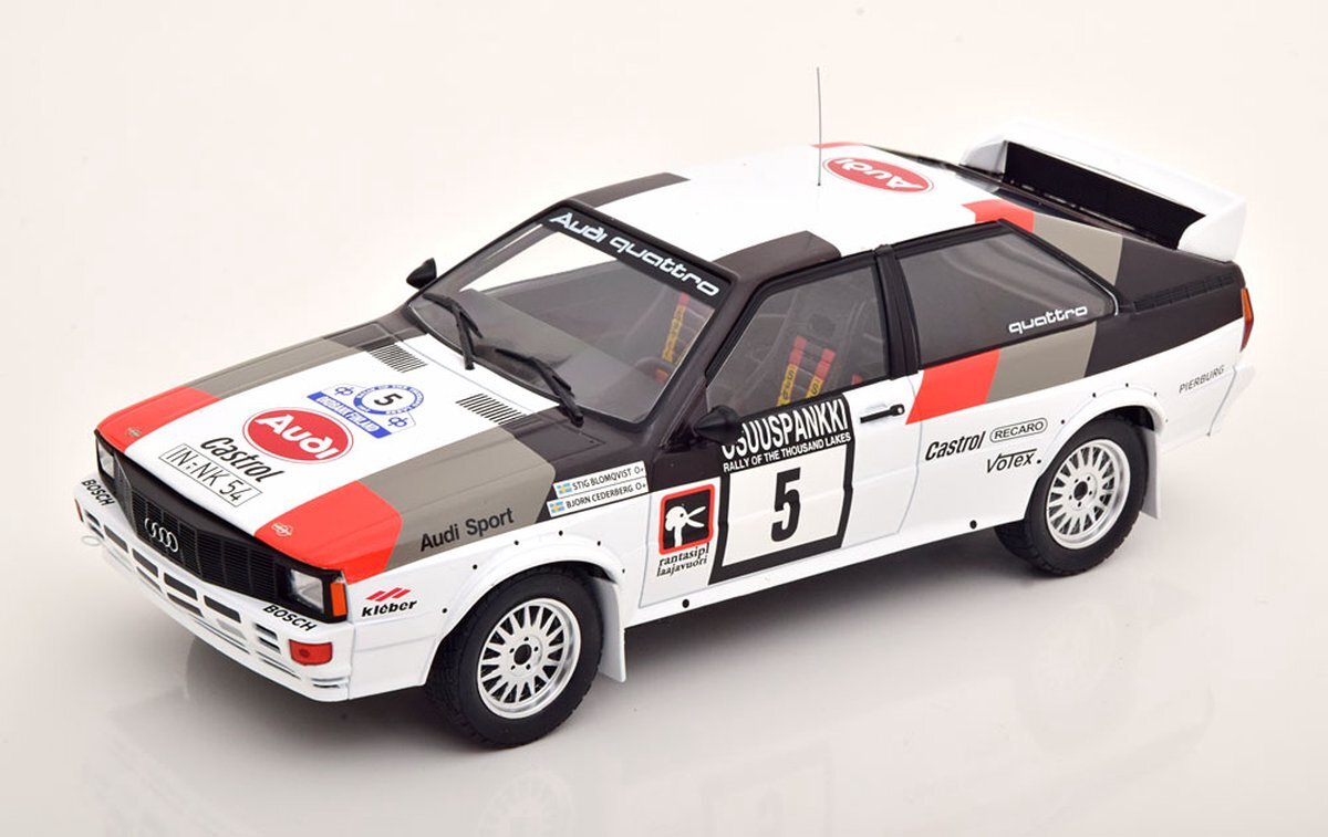 Ixo Audi quattro, No.5, 1000 Lakes Rally S.Blomqvist/B.Cederberg - modelauto 1:18