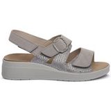 Grünland Sandales pour femmes en gris avec fermeture velcro