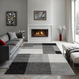 the carpet Pearl – modern vloerkleed voor woonkamer & slaapkamer met blokpatroon, grijs, 140 x 200 cm