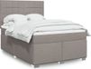 vidaXL Boxspringbed met matras, taupe, stof, 140x190 cm