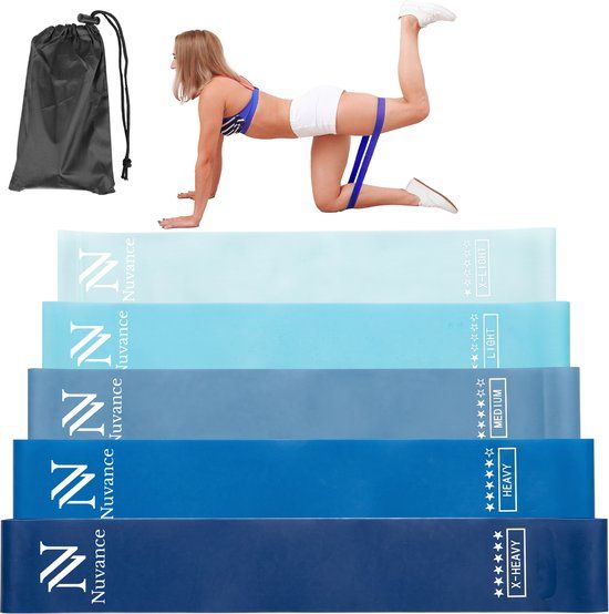 Nuvance Weerstandsbanden Set - 5 Delige Set - Blauw