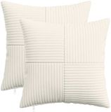vidaXL - Kussensloop - 2 stuks - ALMELO - Crèmekleurig - 40 x 40 cm - corduroy