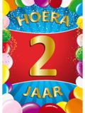 Bellatio Decorations Verjaardag deurposter - 2 jaar - multi - 59 x 42 cm - feestartikelen