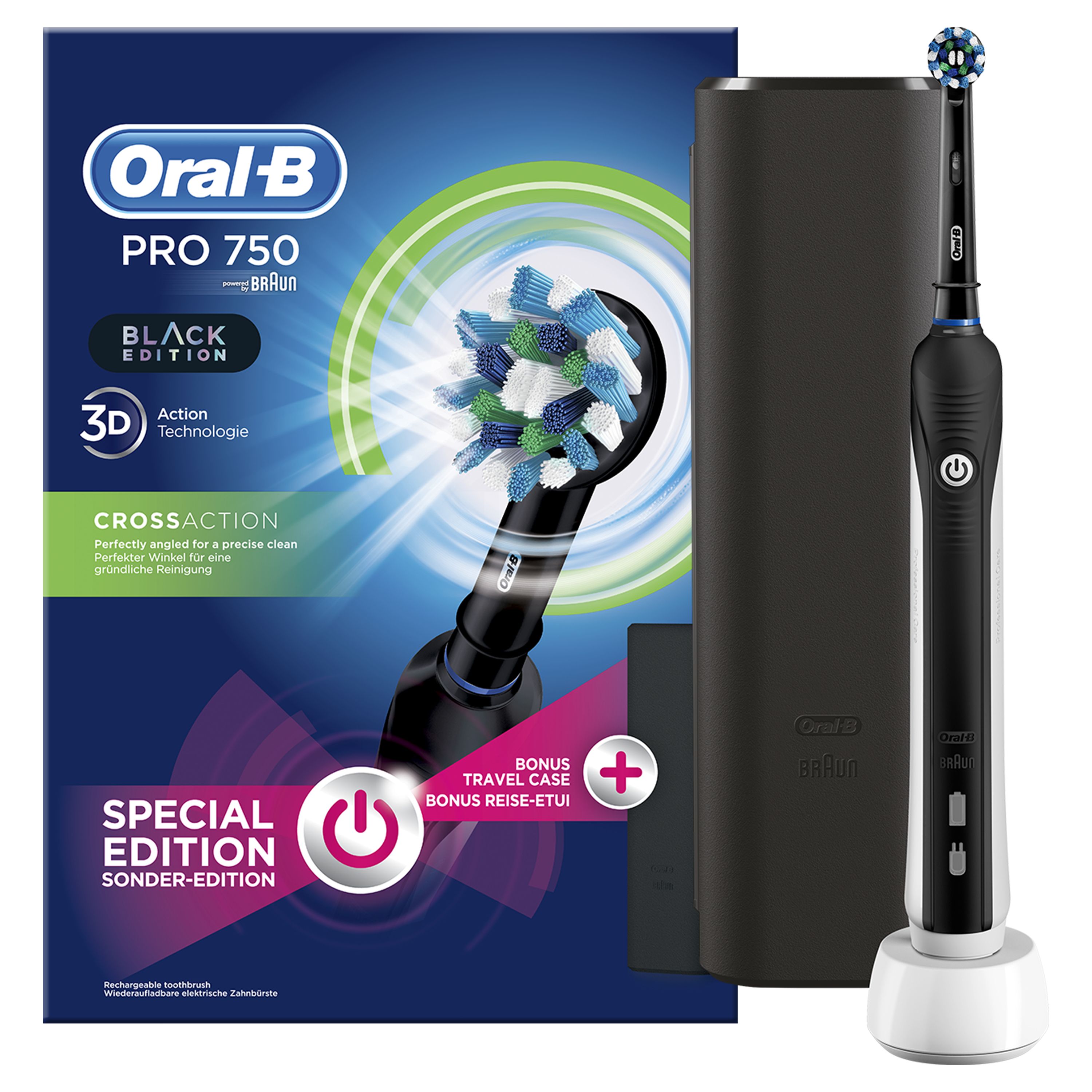 Oral-B PRO 750 Black Elektrische Tandenborstel - Rotating-oscillating toothbrush