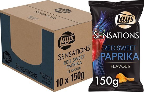 Lay's Sensations Chips Red Sweet Paprika, Doos 10 stuks x 150 g