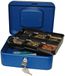 reskal Geldcassette afsluitbaar metaal 20 x 16 x 9 cm blauw met munt en 2 sleutels inbegrepen