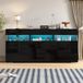 STILVORA Dressoir - Hoogglans Kast Met Led Verlichting En 3 Deuren - Zwart