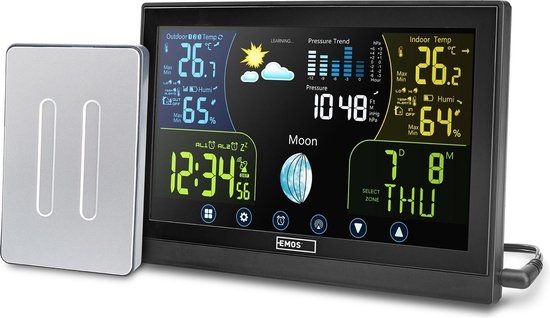 Emos Select Draadloos weerstation - Binnen & Buiten - Touchscreen - Kleurendisplay - Incl. Buitensensor