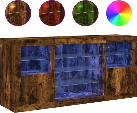 vidaXL Dressoir met LED-verlichting 142,5x37x67 cm gerookt eikenkleur