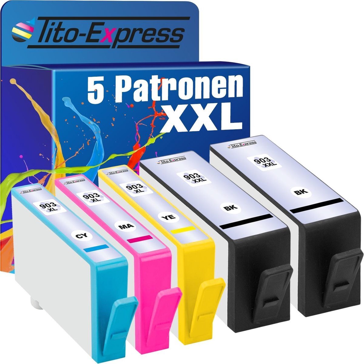 Tito Express PlatinumSerie 5x inkt cartridge alternatief voor HP 903 XL 903 XXL HP OfficeJet Pro 6860 6868 6950 6950 6960 6968 6970 6975 6978 HP OfficeJet Pro 6860 6868 6950 6950 6960 6968 6970 6975 6978