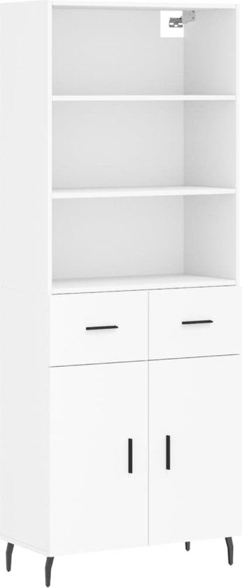 VidaXL Hoge kast 69,5x34x180 cm bewerkt hout wit