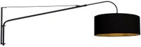 Steinhauer Zwarte Wandlamp Met Zwart Linnen Kap 50cm - Elegant Classy 3958ZW