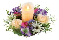 TV Onze originele kaarsenmagie decoratieve krans bloemenweide met echte waskaars 05199
