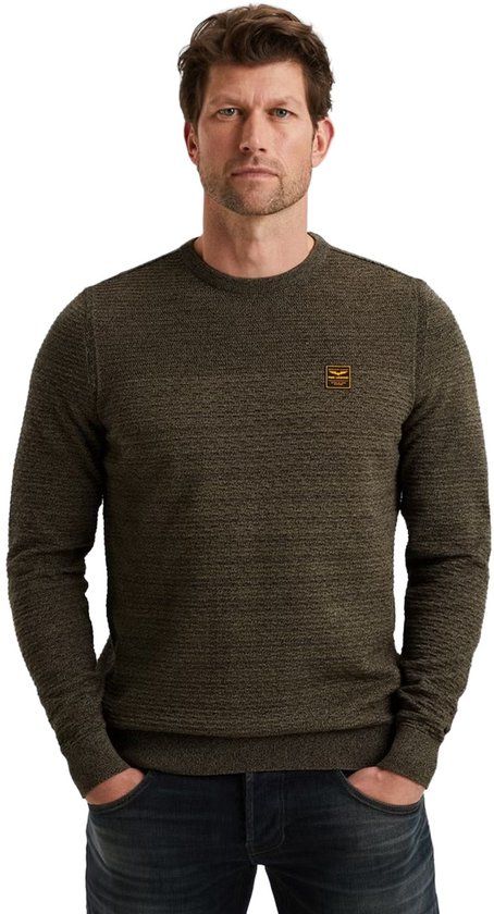 PME Legend R-neck Cotton Mouline Trui Ronde Hals Lange Mouw Katoen Groen 3XL