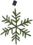 Star Trading LED dennentakken 'Snowflake' als sneeuwvlok, batterijen + timer, 42 warmwitte LED's, buiten, groen, Ø 63cm