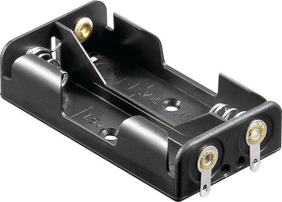 Goobay Batterijhouder voor 2x AA batterijen - Zwart - Soldeerbevestiging