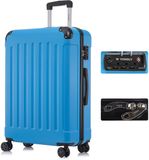 YONSLY Handbagage Koffer - 76 x 49 x 29 cm - 98 L - TSA Slot - 360° Draaibare Wielen - Grote Trolley - Blauw
