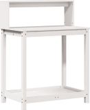 vidaXL Oppottafel met schappen 82,5x50x109,5 cm massief grenenhout wit