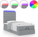 vidaXL Pouf de lit avec matelas et LED Tissu Gris clair 80x200 cm