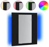 vidaXL LED Badkamerspiegelkast Zwart Eiken 40x12x45 cm
