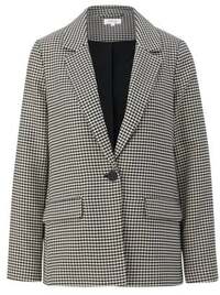 s.Oliver s.Oliver rechtvallende blazer met pied-de-poule zwart/ ecru