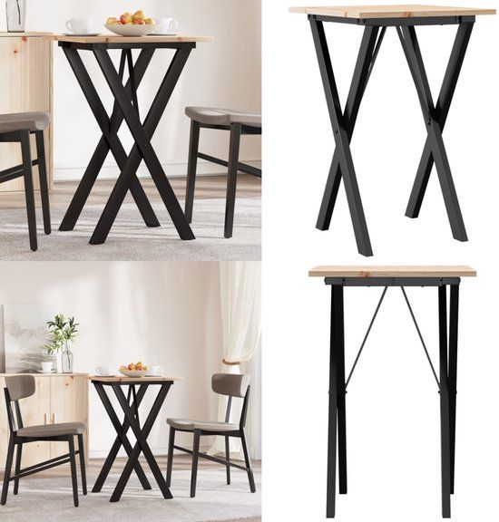 vidaXL Eettafel X-frame 50x50x75 cm massief grenenhout en staal