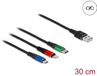 Delock USB Charging Cable 3 in 1 Type-A to Lightning™ / Micro USB / USB Type-C™ 30 cm 3-coloured