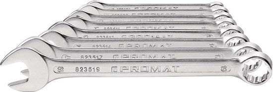 Promat 8-delige ringsteeksleutel-set 8-19mm