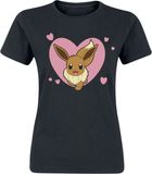 Pokémon Evoli - Herz Dames T-shirt - Zwart - XL