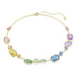Swarovski Gema ketting, Verschillende slijpvormen, Meerkleurig, Goudkleurige toplaag