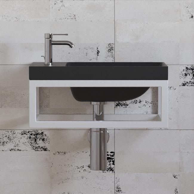 Boss & Wessing Paris Fonteinset 40x22 cm - Mat Zwart Fontein Mat Wit