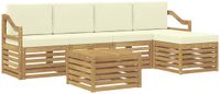 vidaXL - Bank loungeset - 5 zitplekken - Wit en crème - Polyester - Inclusief tafel