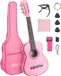VEVOR Concertgitaar, 780MM Houten Klassieke Gitaar Startersset voor Beginners, met Nylon Snaren, Gigbag, Riem, Tuner, Extra Snaren, Plectrums, Capo, Lindehout, Roze