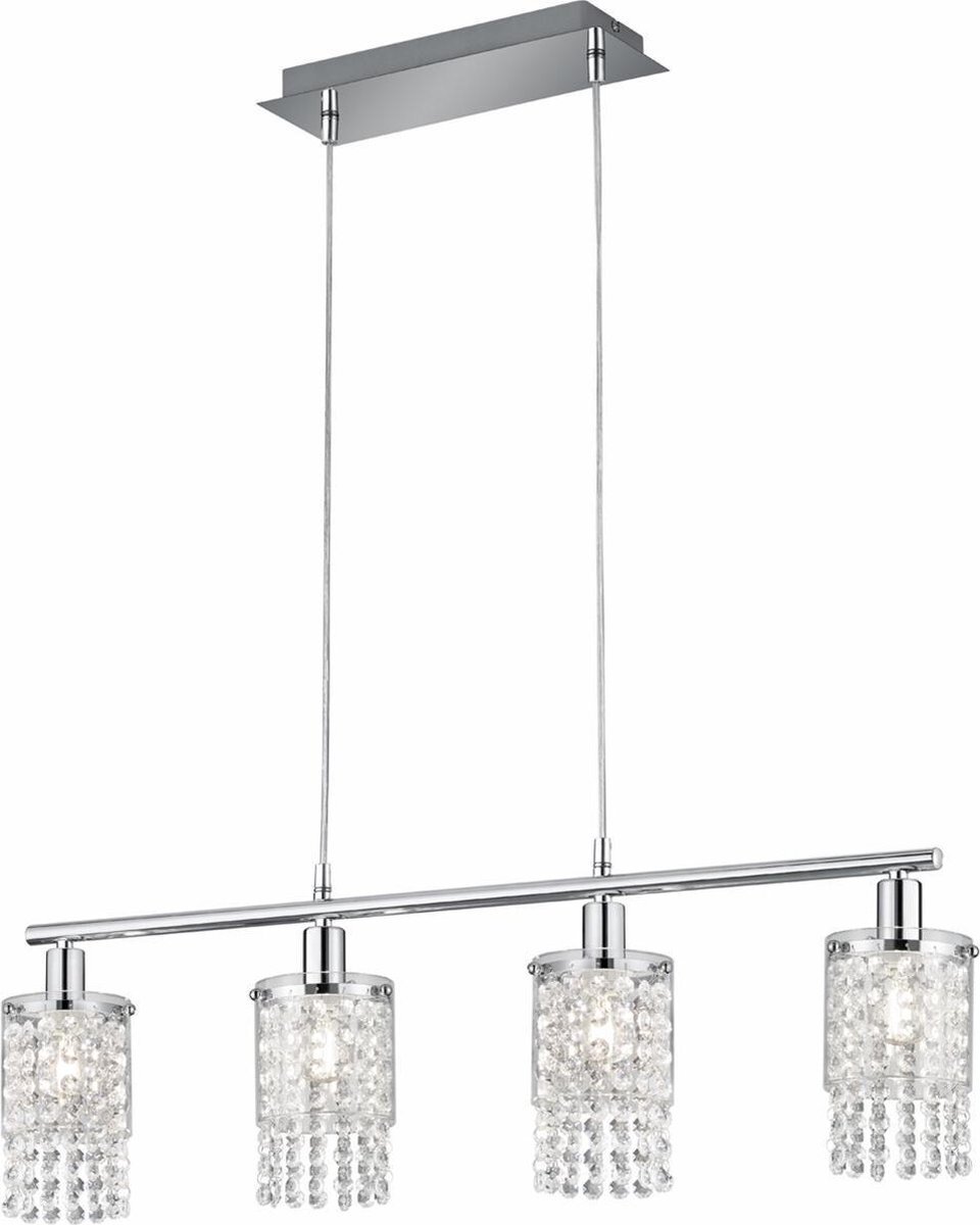 Qualu LED Hanglamp - Hangverlichting - Torna Pocino - E14 Fitting - 4-lichts - Rechthoek - Mat Chroom - Aluminium