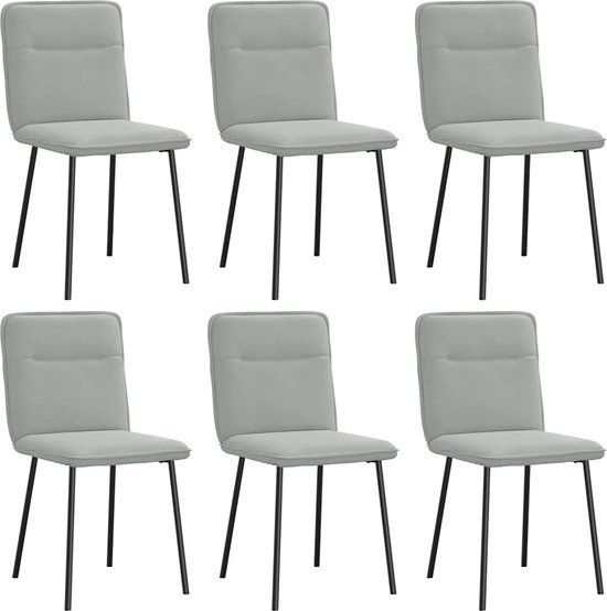 vidaXL Eetkamerstoelen 6 stuks fluweel lichtgrijs