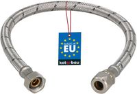 KOTARBAU® Flexibele Aansluitslang 3/8"x3/8" - Aansluitslang Armatuur 50 cm - Flexibele Kraanslang - Wartelmoer x Knelkoppeling - Sanitaire Aansluitslang - Gevlochten Roestvrijstalen Aansluitslang - Zilver