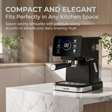 NONE 20-bar espressomachine met touchscreen, digitale temperatuurweergave en 51 mm metalen portafilter, 1,5 L afneembare watertank, 3 instelbare temperaturen, melkopschuimer