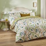 Duvet Day Woodlow dekbedovertrekset - omkeerbaar beddengoed met bladprint met handgetekende tropische vogels en bloemmotief (multi/salie - kingsize)