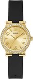 Guess Fawn Kwarts Analoog Horloge Zwart Kast Gemaakt Van 100% Roestvrij Staal En Een Armband Van 100% Siliconen 32 GW0844L1, GW0844L3
