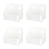 Cetomo Kunststof hangende manden met gat, wandgemonteerde opbergdozen, hangende plank mand organizer met haken, voor badkamer douche thuis keuken, wit, 4 stuks (19,7 x 13 x 17 cm)