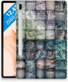 B2Ctelecom Siliconen Hoesje voor Samsung Galaxy Tab S7 FE - Spijkerbroeken Design