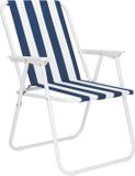 Springos Chaise de camping | Chaise pliante | Chaise de pêche | Pliable | Bleu/Blanc