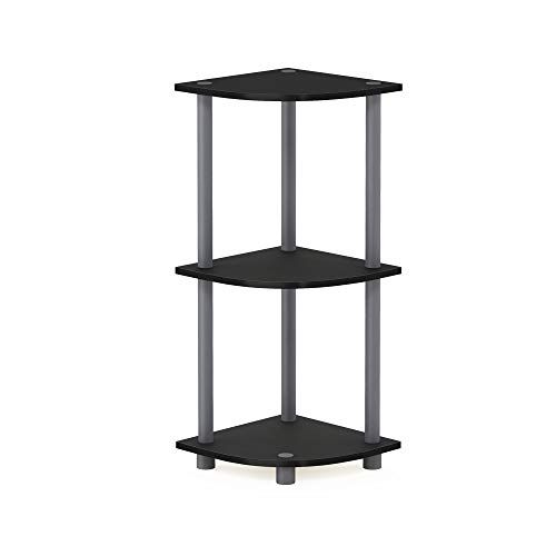 Furinno Turn 'N 'Tube 3-Tier Corner Display Rack - Black/Grey