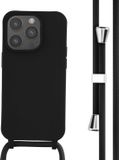 iMoshion Hoesje iPhone 14 Pro - Siliconen Back Cover met Koord - Zwart
