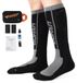 Chaussettes chauffantes - Chaussettes chauffantes électriques - Télécommande - Rechargeable - 2600 mAh - 4 niveaux de chaleur - Taille L - Gris