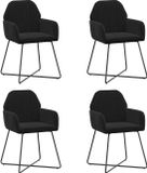 vidaXL Eetstoelen - 4 stuks - Fluweel - Zwart - 55 x 50 x 84 cm
