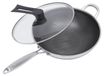 Wok en deksel in roestvrij staal - Diameter 30 cm - Honingraatcoating - Hoogte 8,8 cm - Handgreep 23 cm - Gris clair