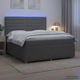 Maison Exclusive - lit boxspring LED avec matelas, gris foncé, 140 x 190 cm, rembourré