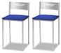 2 chaises de cuisine avec dossier, similicuir, bleu, hauteur d'assise 45 cm
