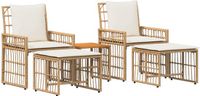 vidaXL - Buitenmeubels - set - 5 - st - Natuurlijk - en - Crème - Wit
